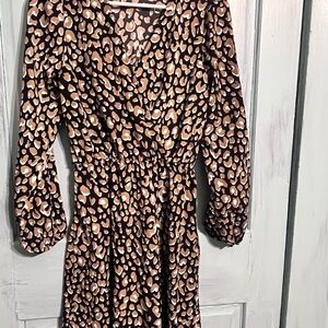 Kaileigh Black and Tan Animal Print Dress